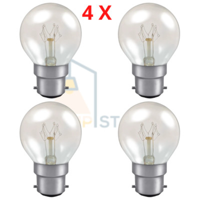 4x klare Crompton farbglasierte runde 15W B22 Deko Party Glühbirne Lampe