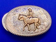 Vintage Diablo Sterling 8 Belt Buckle - Horseback cowboy   BEAUTIFUL