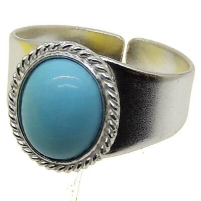 Corals of Sardinia Turquoise Ring 8x10mm Sardinian Filigree Silver Stem Cord