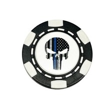 Punisher Skull Thin Blue Line Marvel Clay Poker Chip Golf Ball Marker Card Guard