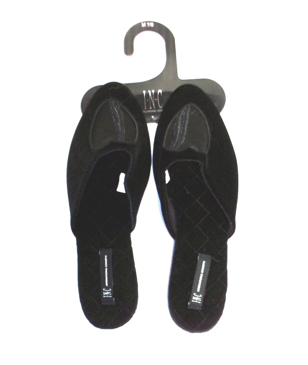 INC mesh heart slide women s slippers L Large 9 10 BLACK Rubber