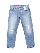 Levis Damen Jeans 501 Tapered Leg Cropped Destroyed Größe 26 / 32