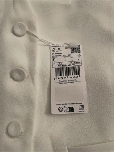 Mango MNG Women’s Vest Sz ~S~Chaleco White Color - Picture 7 of 8