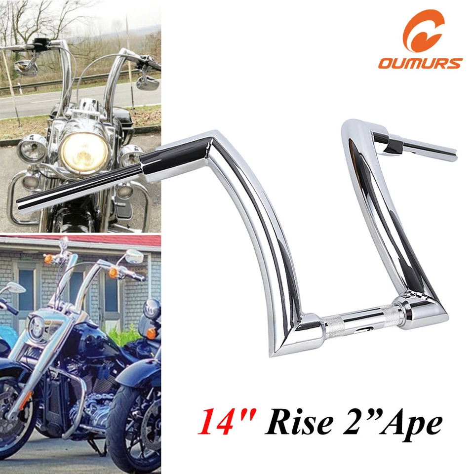 DNA MONSTER 14"" Rise Ape Colgador Barras Grasas 2" Manillar Para Harley Fatboy Softail Foto 2 de 4