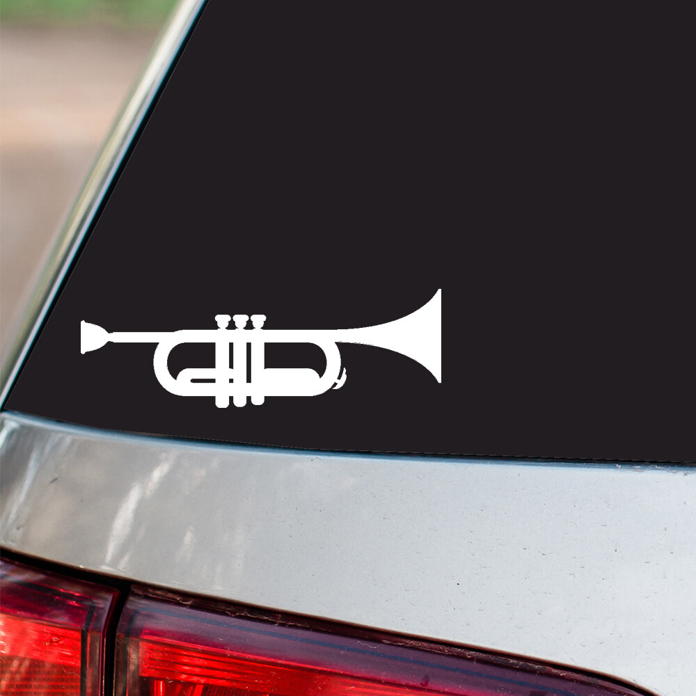 Silver Trumpet Sticker Trumpet sticker musical instrument All size regular & Chrome Mirror ...