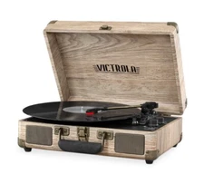 Victrola Vintage 3-Speed Bluetooth Portable Suitcase Record Player with Built...