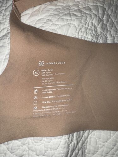 Beige Nude HONEY LOVE XL Wireless Bra w/Mesh Accent Support Padded Gently Used - Picture 3 of 9