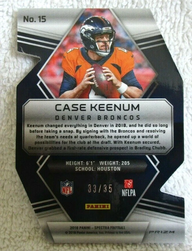 Case Keenum 2018 Spectra Die-Cut Blue Sparkle Bubbles Refractor#33/35 GEM10? - Image 2 of 2