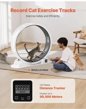 Cat Exercise Wheel with Pedometer 40.8" Cat Treadmill for Pet Health White