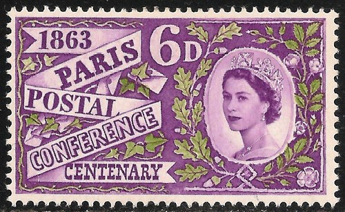 Great Britain #392 (A159) VF MLH - 1963 6p Paris Postal Conference & Q.E. II