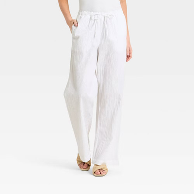 #ad Women Seersucker Effortless Pull On Pants A New Day $13.99