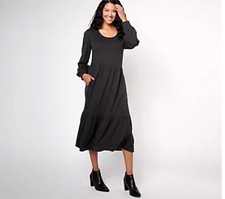 Denim & Co. Canyon Retreat Easy Midi Boot Dress Washed Black W/pockets Size 2X