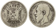 Belgium - 2 Francs 1868 - Leopold II, French tekst, Silver
