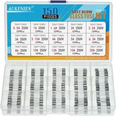 Sicherung Glas 5x20mm 250V 0,5A 1A 1,6A 2A 2,5A 3A 3,15A 4A 5A 6,3A 8A 10A 12...