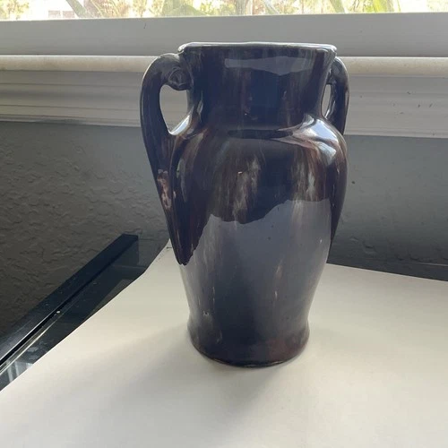 Vintage Brush McCoy Art Pottery Dark Brown/Blue Color Onyx Glaze Vase