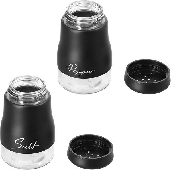 Salz Und Pfefferstreuer Set Edelstahl 120Ml GewüRzspender Mit Deckel Schwarz-image