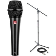 sE Electronics V7 Black Dynamic Handheld Microphone with Stand and XLR Cable