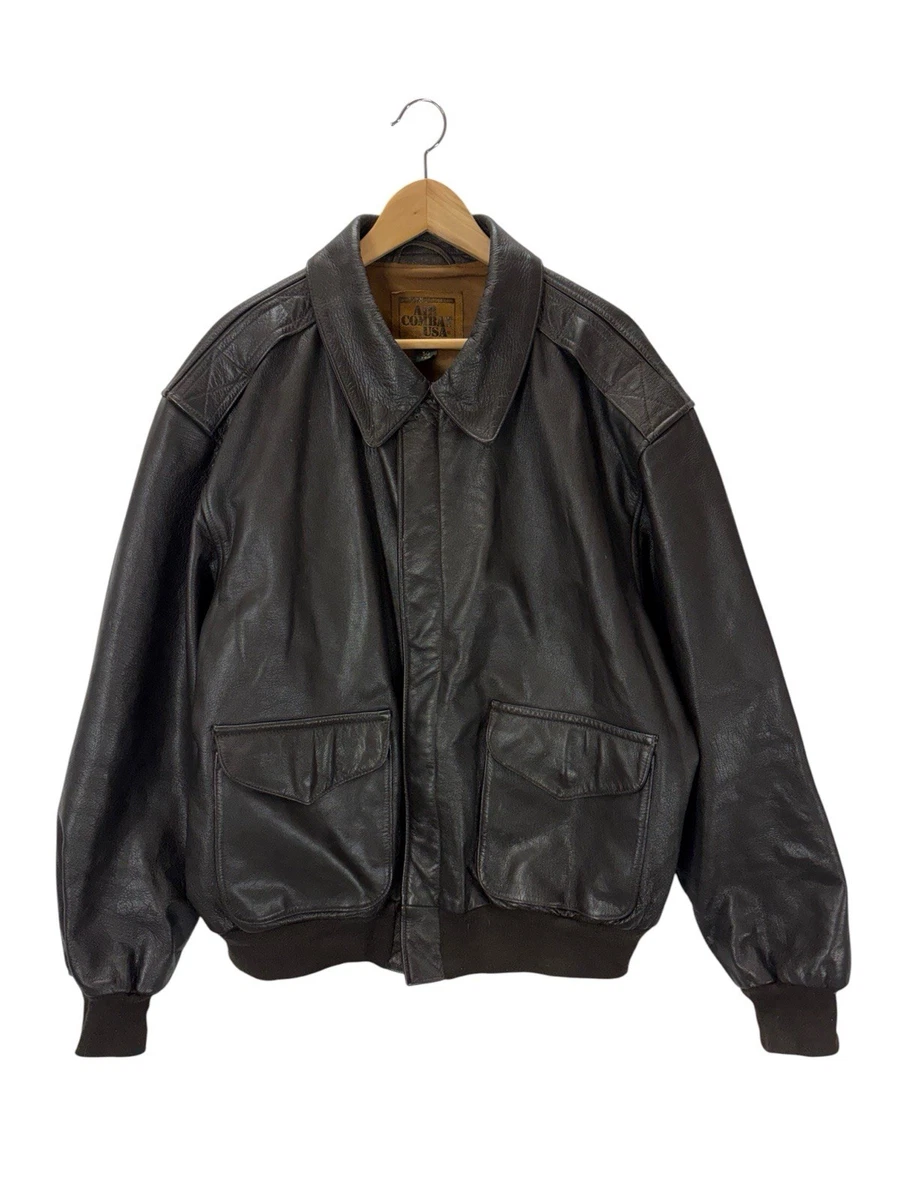 navy leather flight jacket products for sale | eBay