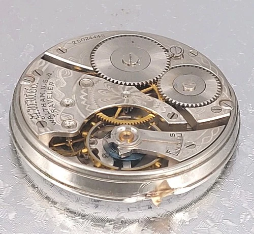 Antique Circa. 1925 Waltham Traveler Pocket Watch Movement & Dial