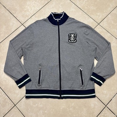 Polo Ralph Lauren Track Jacket Mens 2XL Gray PRL Football Club Crest Full Zip
