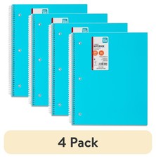 4 pack Pen Gear Wide Ruled 1-Subject Notebook, 10.5" x 8", Blue, 100 Sheets
