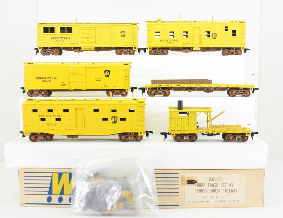Walthers HO Scale Pennsylvania RR MOW Work Train Set #1 Complete 6 Cars Built - Image 3 of 4