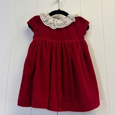 Janie and Jack Holiday Lace Collar Velvet Dress Baby Girls 6-12M Classic Party