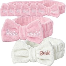 8 pcs Bride  Bridesmaid Pink Spa Headbands for Bridesmaid Gifts