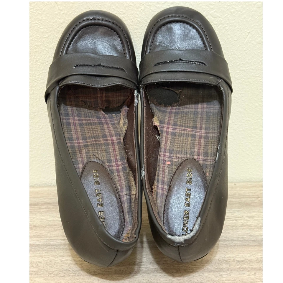 Mocasines vintage Lower East Side para mujer 10 marrón chocolate Y2K años 90 tacón Academia Foto 2 de 4
