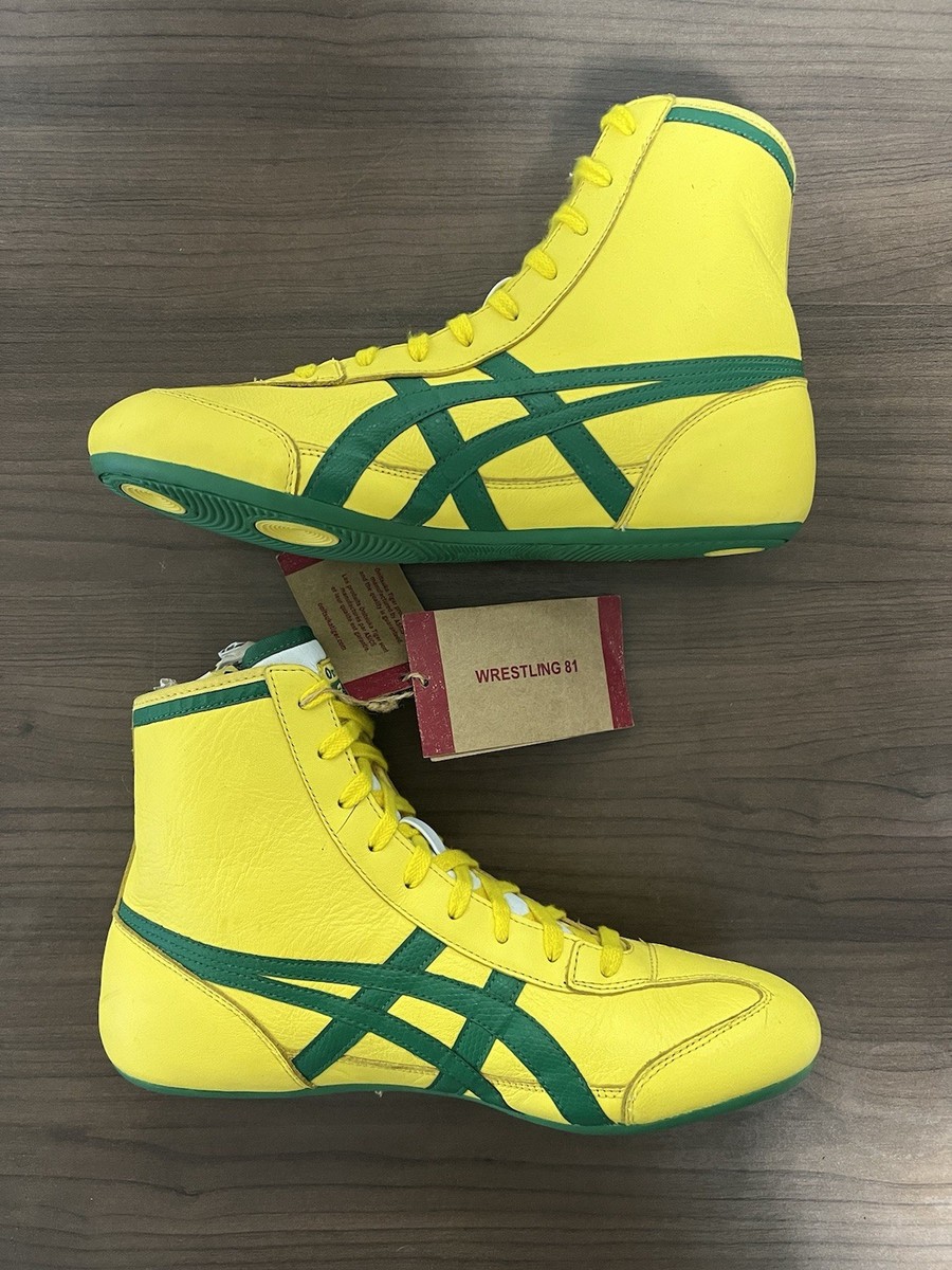 Rare Onitsuka Tiger Wrestling Shoes Size 8 Yellow Green