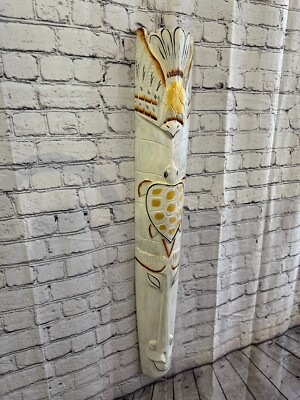 100 cm weiße Schildkröte handgeschnitzt Fair Trade Holz Tier Wandbild hängende Maske