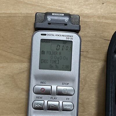 Olympus DS-20 Handheld Digital Voice Recorder w/ Leather Case USED