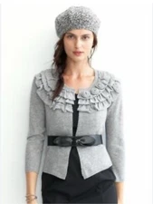 Banana Republic Coquette Cardigan Sweater Women Size S Gray Soft Wool Cashmere