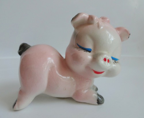 De colección Shawnee Napco Lefton Japón? Juego de agitadores de sal y pimienta Bisque Pig RARO - Imagen 11 de 12