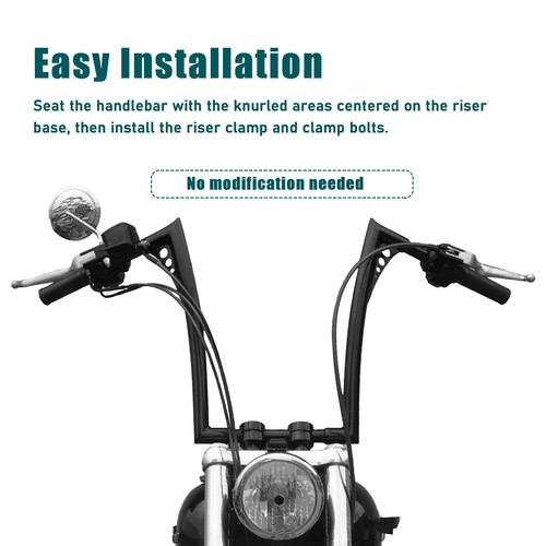 14" Rise 1 1/2'' Fat Ape Hanger Handlebars for Harley 2018-2021 Sport Glide - Picture 10 of 14