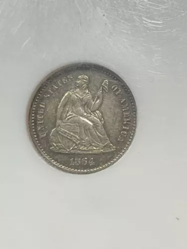NGC PF64 1864 SEATED HALF DIME GREAT COLOR AND EYE APPEAL