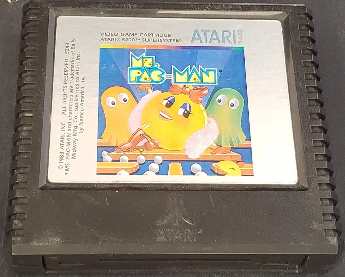 ATARI 5200 Ms. Pac Man Vintage Video Game Cartridge Cart Tested LN