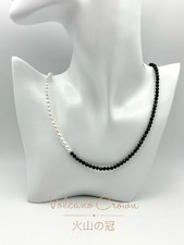 4mm Black spinel and 3.5mm rice-shaped freshwater pearl necklace
