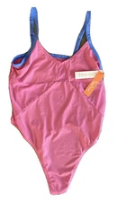 Colsie Women's Mesh Bodysuit Pink Heart Blue Size Medium -Adjustable Strap