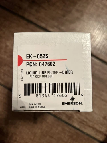 Emerson P/N:047602 EK-052S 1/4" OFD Solder Liquid Line Filter Drier