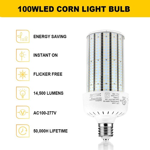 400Watt MH Parking Lot Shoebox Light Retrofit DLC 100W LED Corn Bulb E39 6000K - Picture 2 of 7
