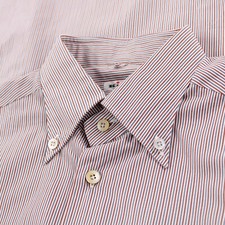 Kiton NWOT Dress Shirt Size 15.75 40 Red White Blue Striped 100 Cotton