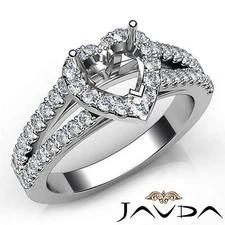 Split Shank U Cut Pave Setting Heart Diamond Engagement Ring White Gold 1.77Ctw