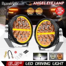 Round 2pcs 6.5 Inch Led Work Lights Spot Flood Beam White Drl Amber Turn Signal