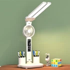 LED Desk Lamp USB Dimmable Touch Foldable Table Lamp Calendar Temperature Clock