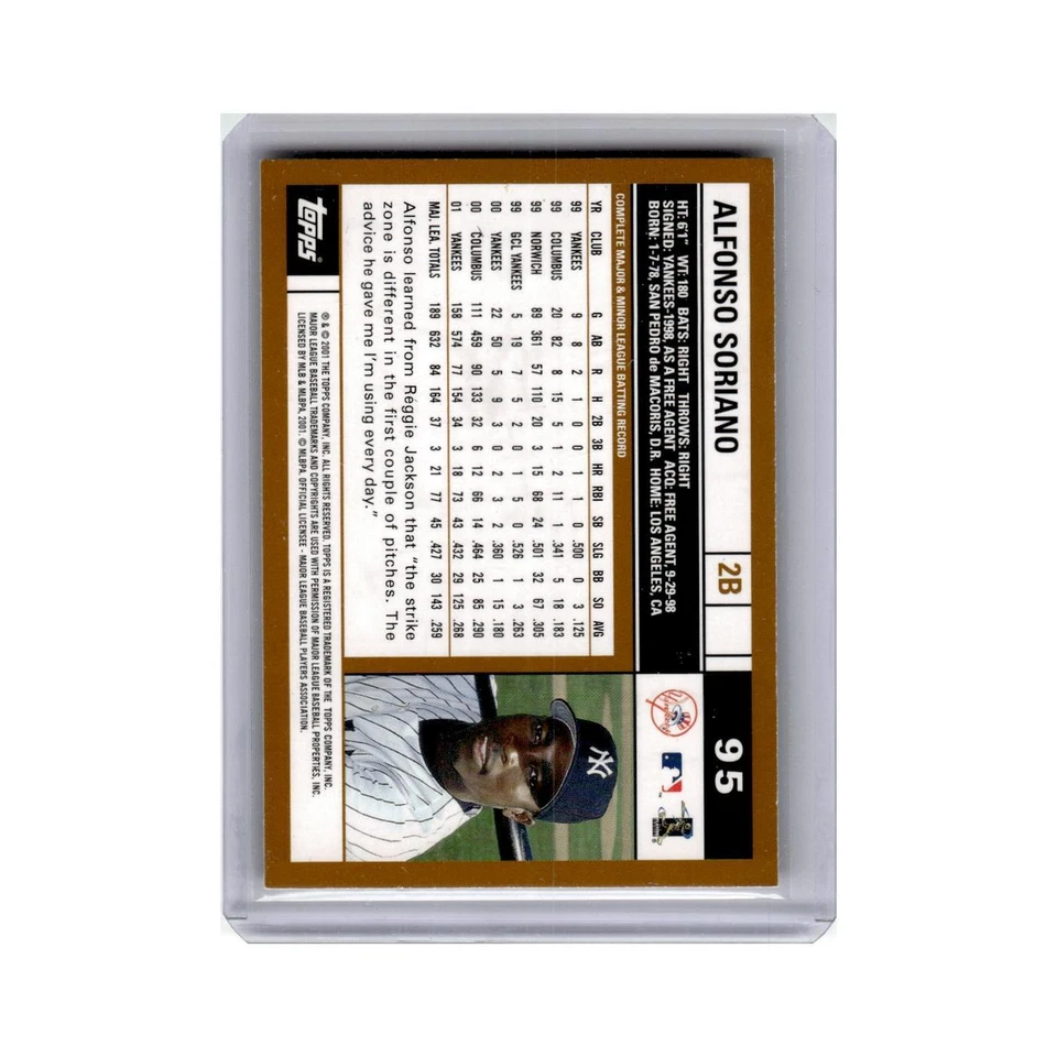 Alfonso Soriano 2002 Topps #95 New York Yankees Baseball Card NM - Image 2 of 3