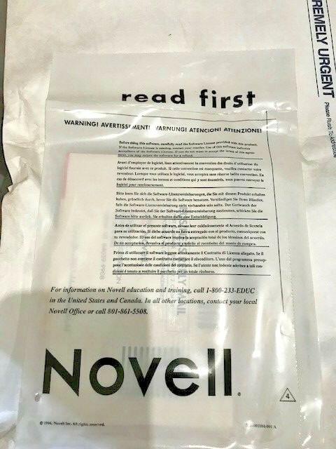 Novell NetWare 4.1 - Paquet Complet + 5 Licences - Logiciel Réseau Vintage