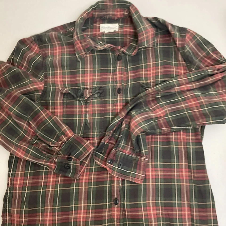 Denim & Supply Ralph Lauren Women Top Green Red Plaid Flannel Boyfriend Shirt M - Image 4 of 4