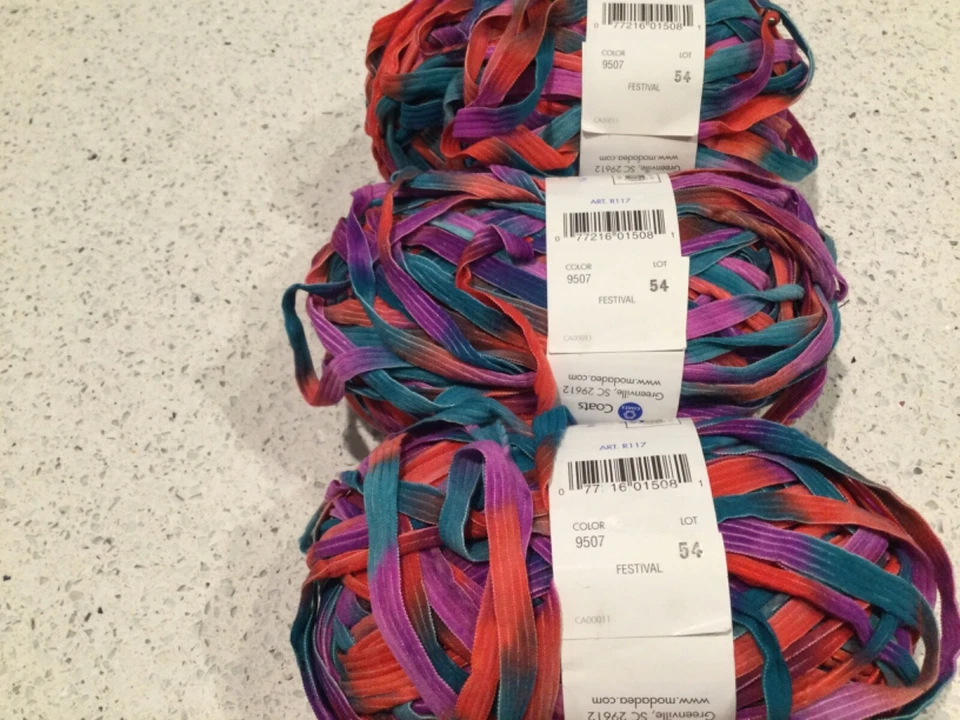 Moda Dea Yarn Ticker Tape Ribbon Yarn Color Festival lot of 4 Italian made - Image 4 of 4