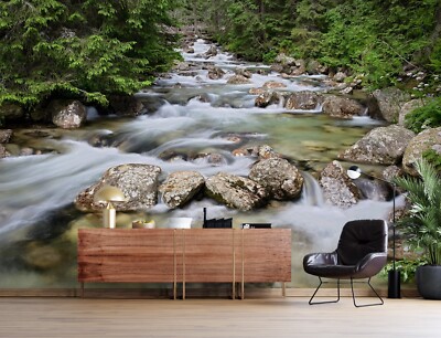 3D Woods Stone River ZHU345 Wallpaper Wall Mural Removable Self ...